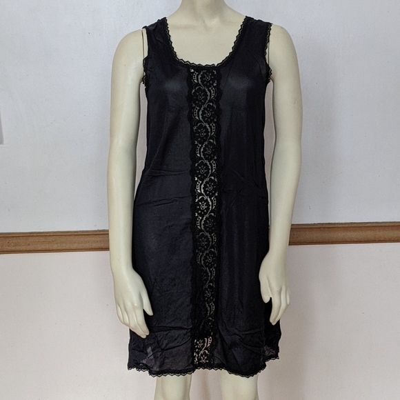 Vintage Black Lacy Negligie Nightgown OS - Picture 1 of 5